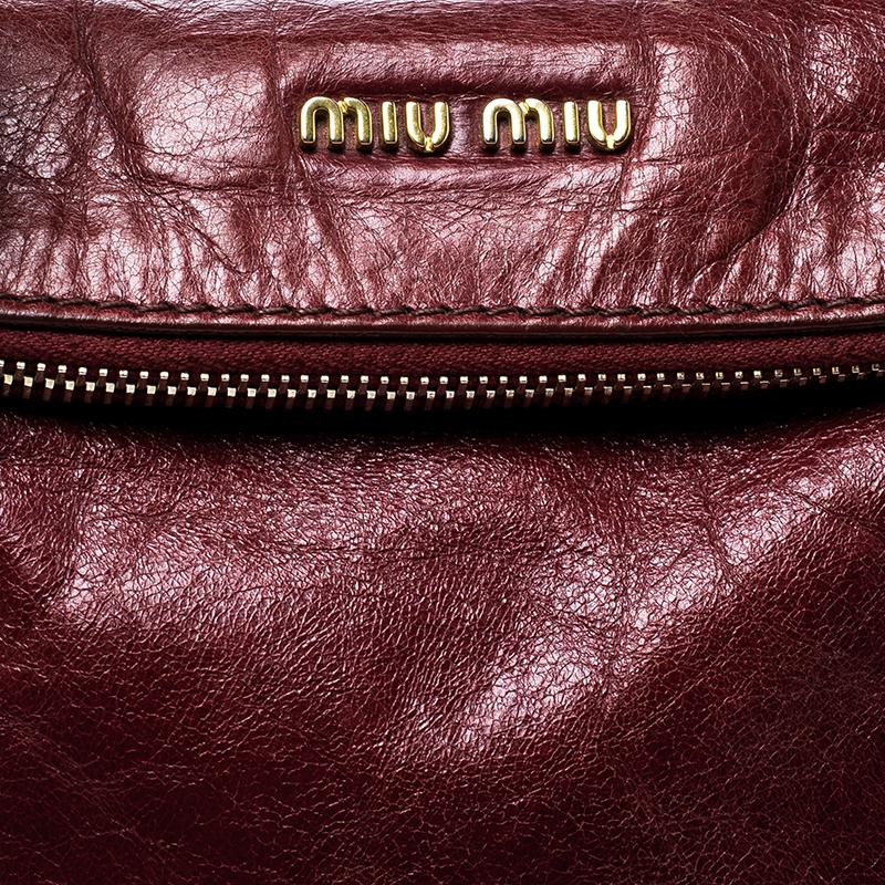 Miu Miu Borsa con manico superiore in pelle Vitello Lux rossa 3