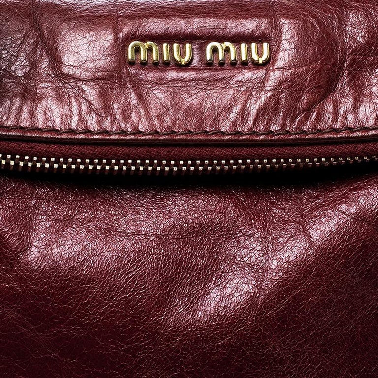 Miu Miu Vitello Lux Bow Bag - Brown Handle Bags, Handbags - MIU135557
