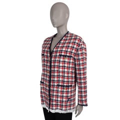 MIU MIU red white blue wool 2022 PLAID WOOL Blazer Jacket 40 S