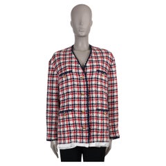 MIU MIU red white blue wool 2022 PLAID WOOL Blazer Jacket 40 S