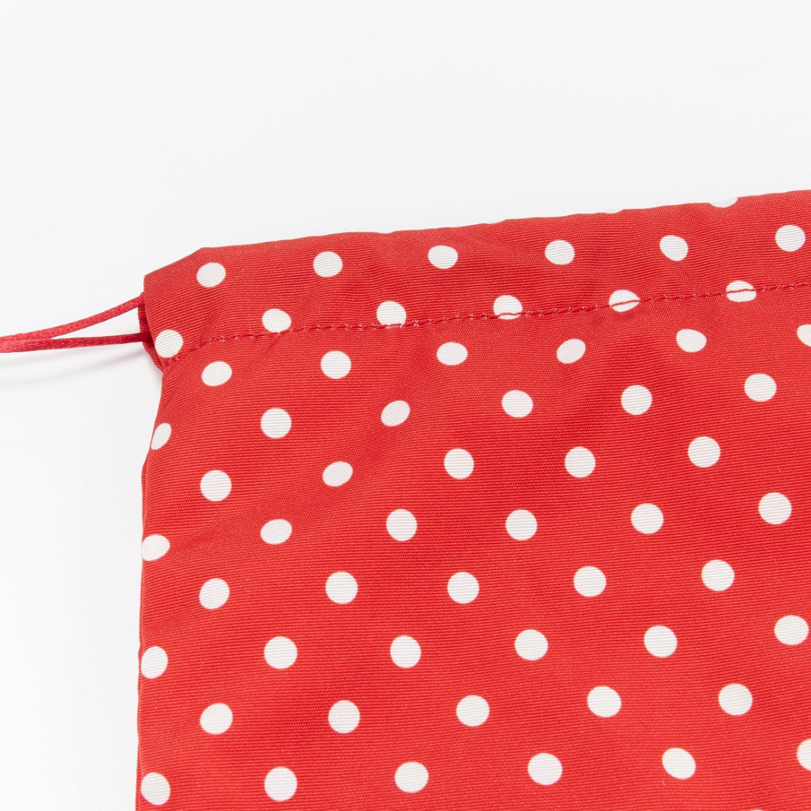 Women's MIU MIU red white polka dot fully lined fabric drawstring pouch bag