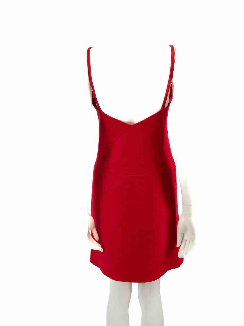 Miu Miu Red Wool Felted Sleeveless Mini Dress Size S In Good Condition For Sale In London, GB