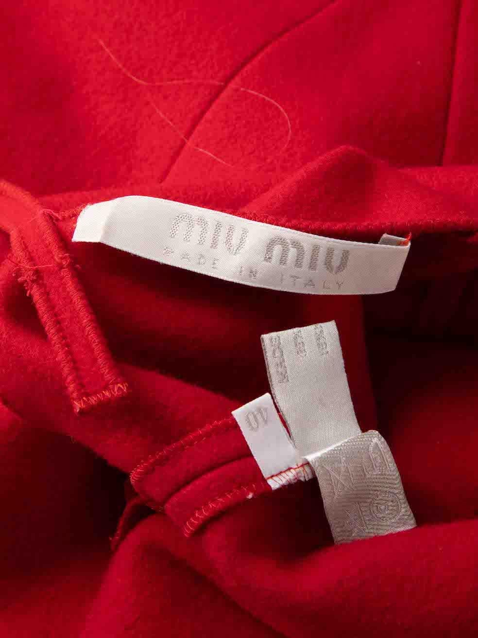 Miu Miu Red Wool Felted Sleeveless Mini Dress Size S For Sale 2