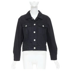 MIU MIU Resort 2016 yellow sequin applique black denim trucker jacket IT36 XS