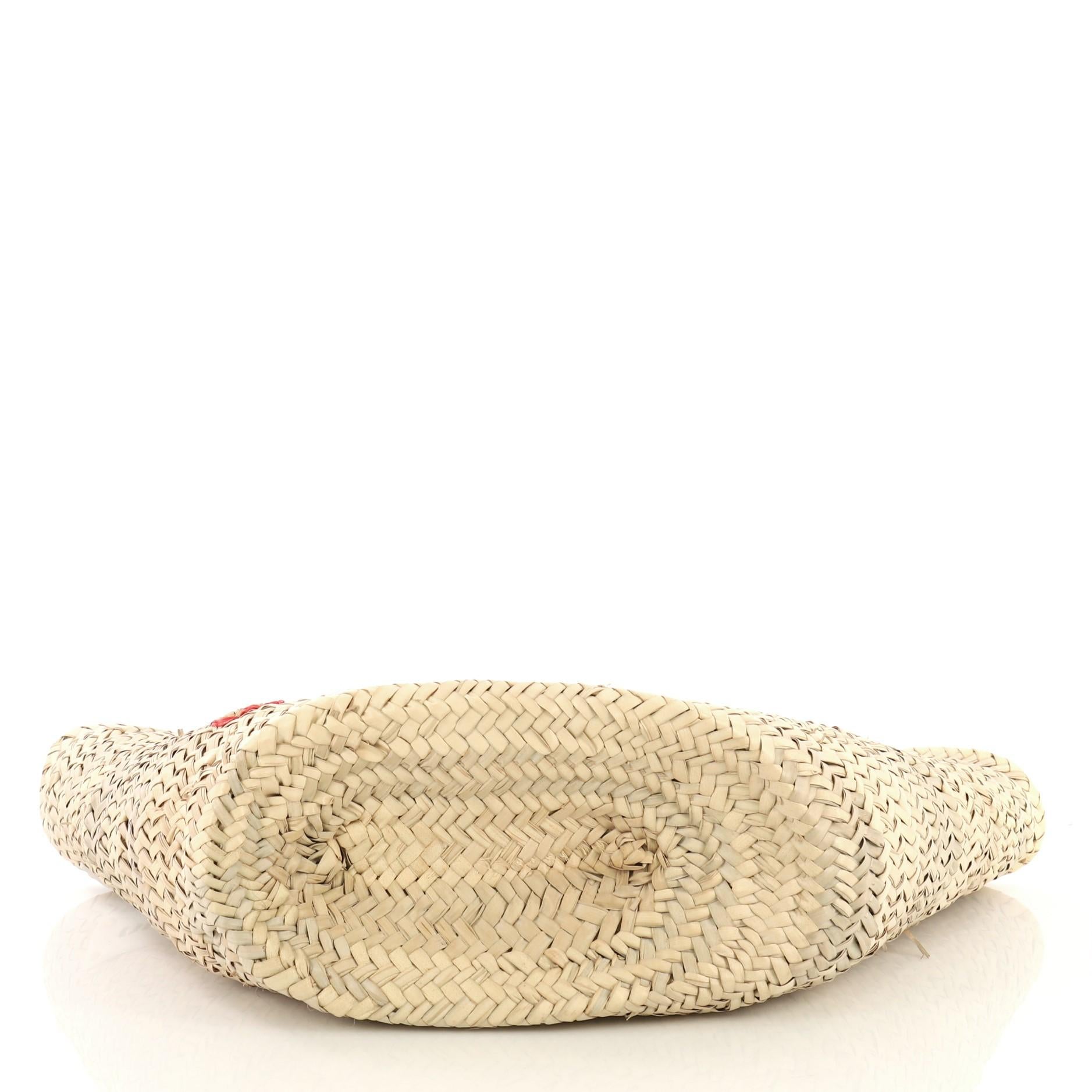 Beige Miu Miu Ribbon Basket Tote Woven Straw