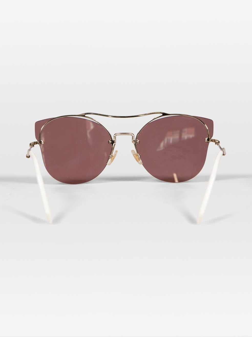 Brown Miu Miu Rose Tinted Cat Eye Sunglasses For Sale