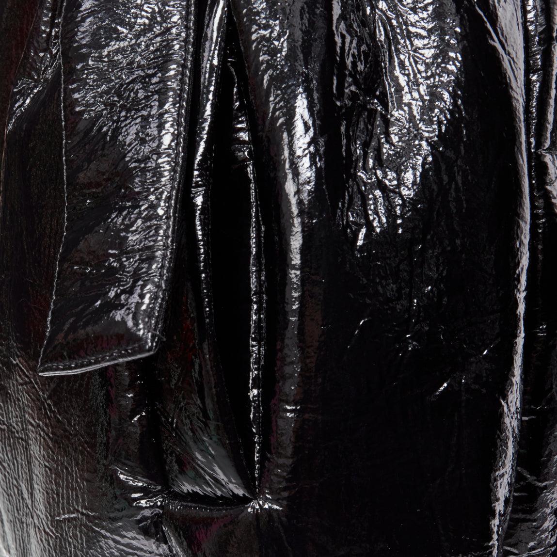 MIU MIU Runway black vinyl high collar puff sleeve belted bomber coat IT36 S For Sale 8