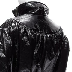 MIU MIU Runway black vinyl high collar puff sleeve belted bomber coat IT36 S