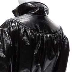 MIU MIU Runway black vinyl high collar puff sleeve belted bomber coat IT36 S