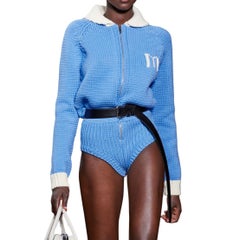 Miu Miu Runway Blue Wool Bodysuit - Size US 0