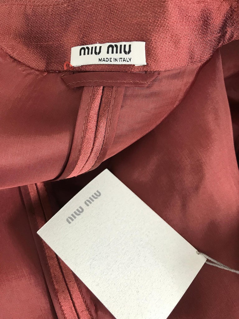 Miu Miu Russet Raw Silk Princess Seam Coat For Sale 3