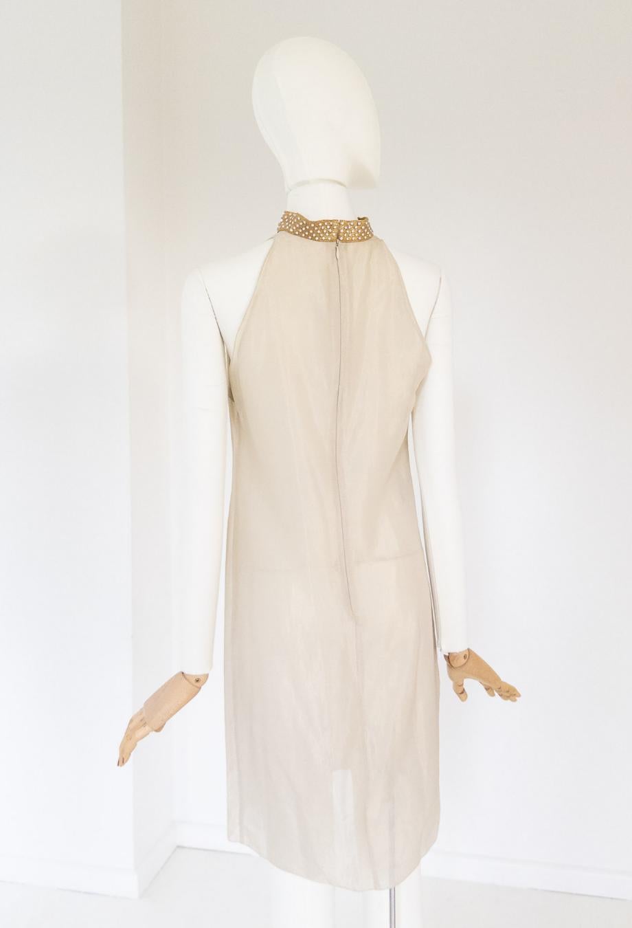 Miu Miu P/E 2000 Final Look Abito da passerella in seta e cristalli IT42 Campaigner d'epoca In condizioni discrete in vendita a Melbourne, VIC