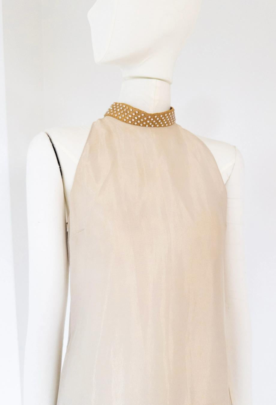 da uomo o donna Miu Miu P/E 2000 Final Look Abito da passerella in seta e cristalli IT42 Campaigner d'epoca in vendita