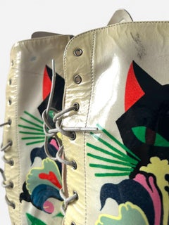 Miu Miu S/S 2014 Cat Print Patent Leather Lace Up Boots