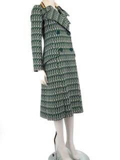 Miu Miu S/S 2016 Green Patterned Trench Coat Size S