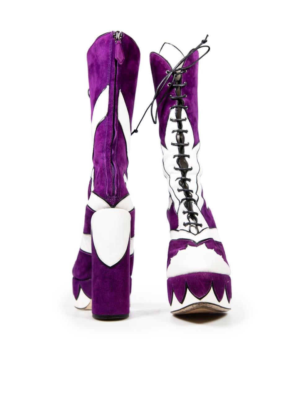 Violet Miu S/S 2016 Runway Bottes en daim violet Taille IT 37,5 en vente