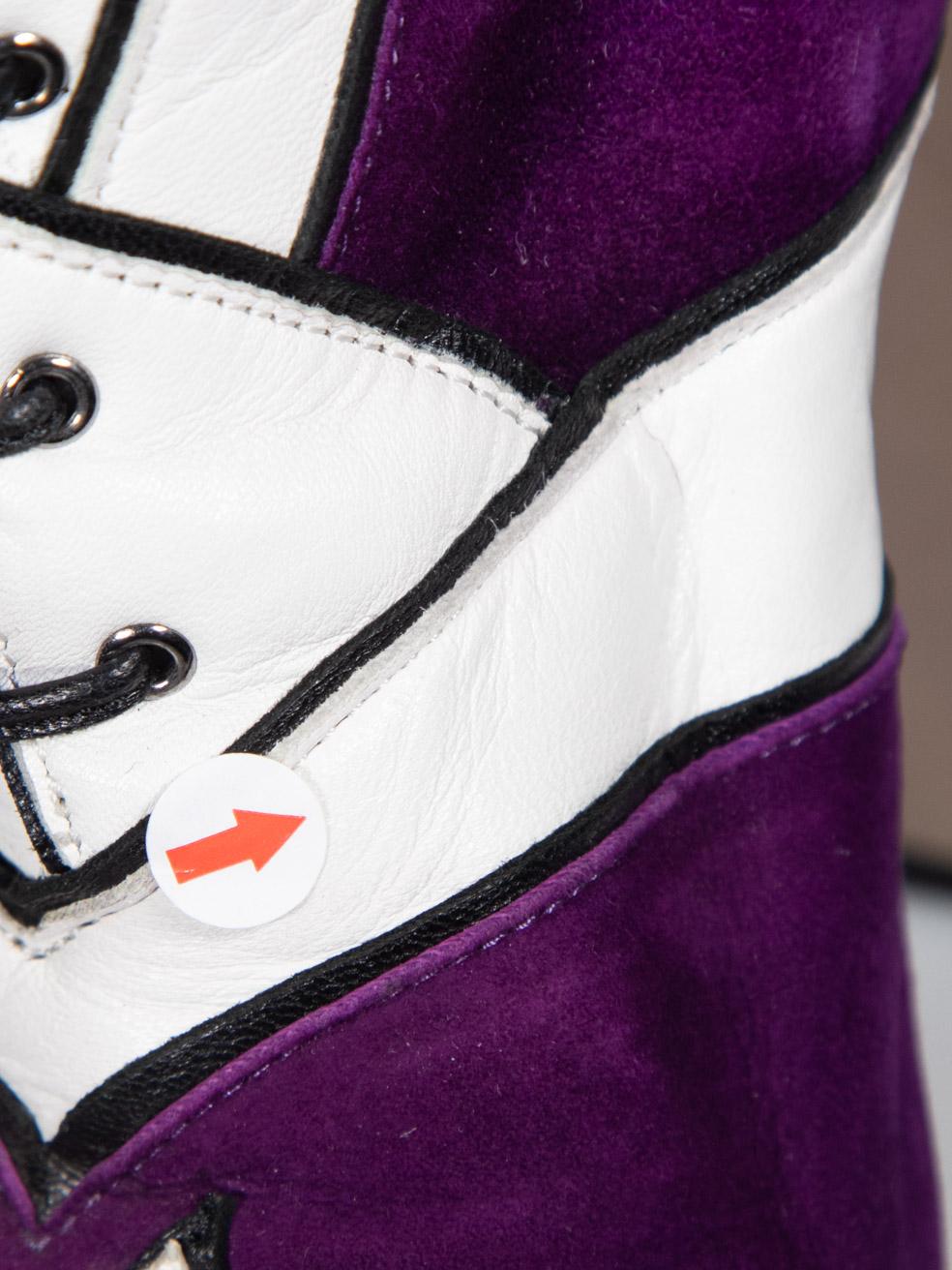 Miu S/S 2016 Runway Bottes en daim violet Taille IT 37,5 en vente 1