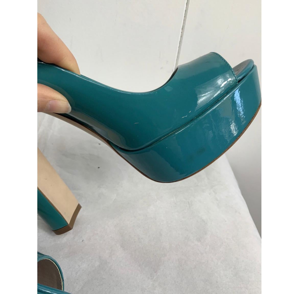 turquoise platform heels
