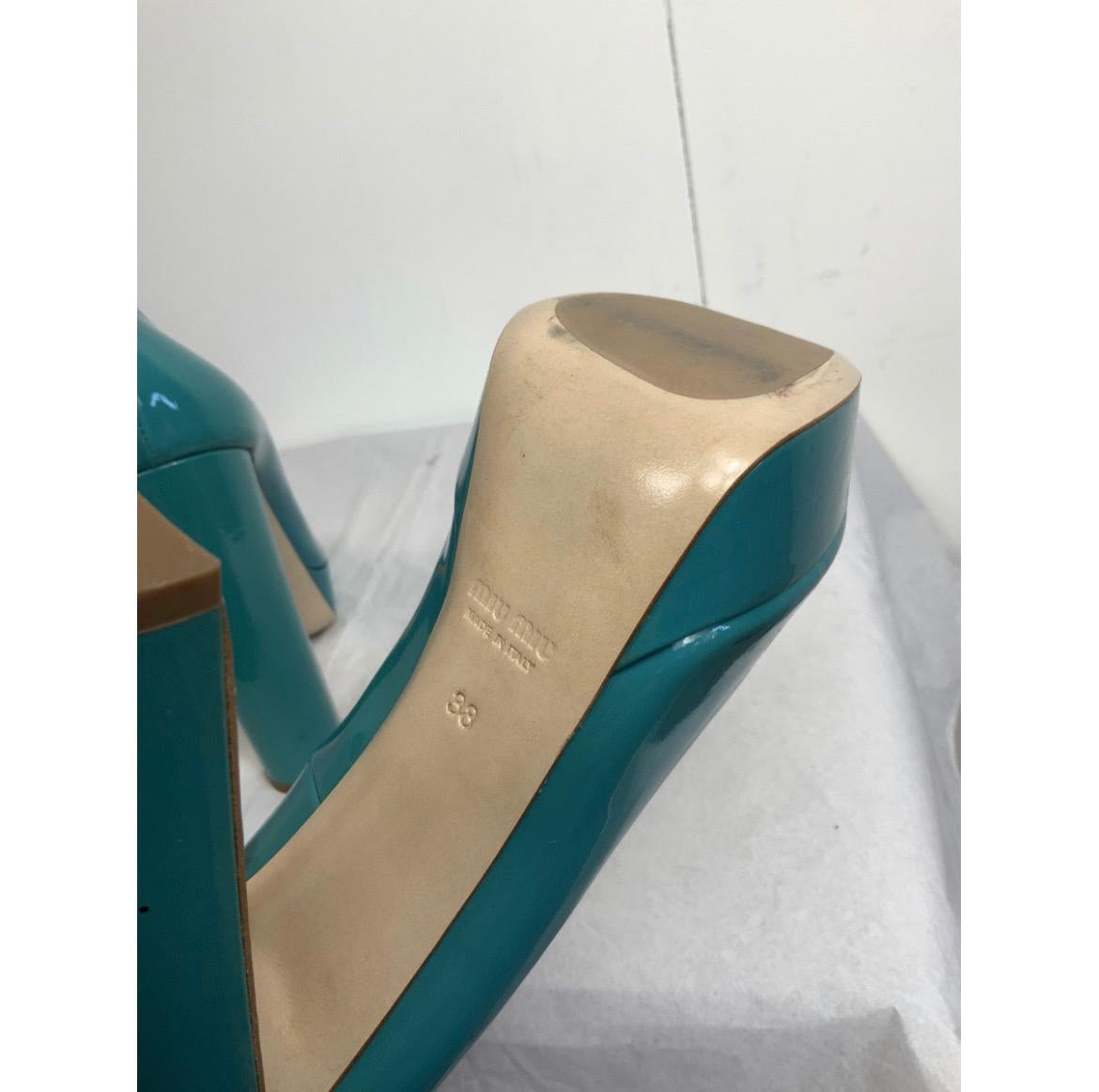 Miu Miu Sandals Patent leather in Turquoise 1