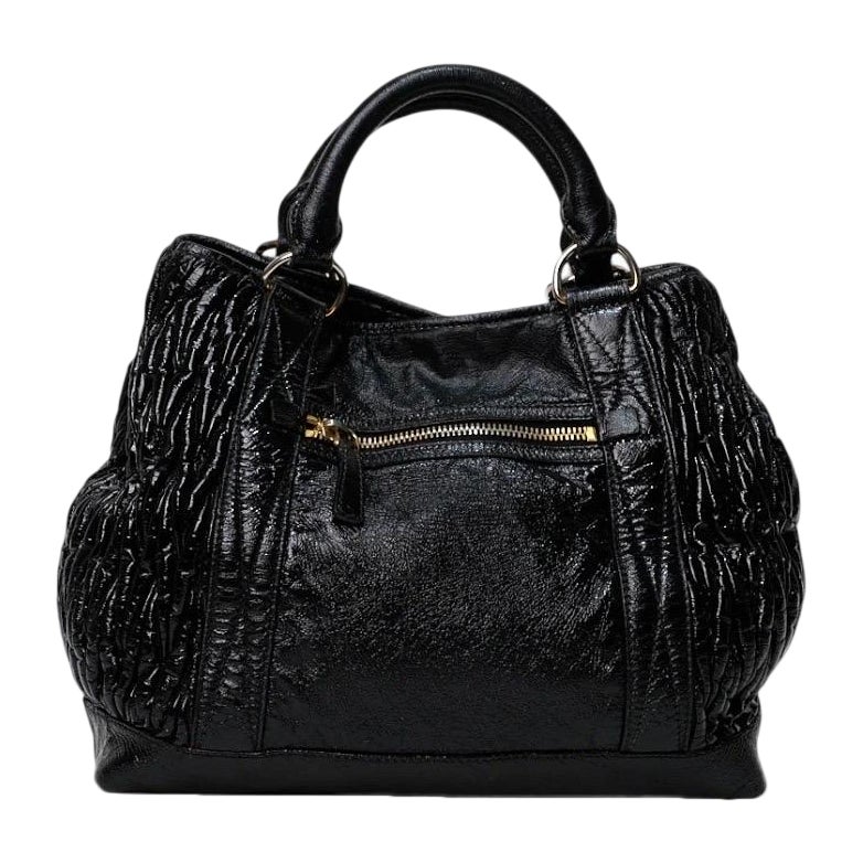Miu Miu Shopper Groffata Medium Lucida Nero en vente