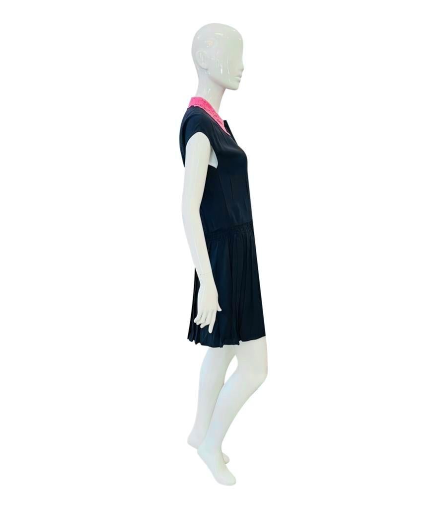 Black Miu Miu Silk Dress With Heart Lace Collar For Sale