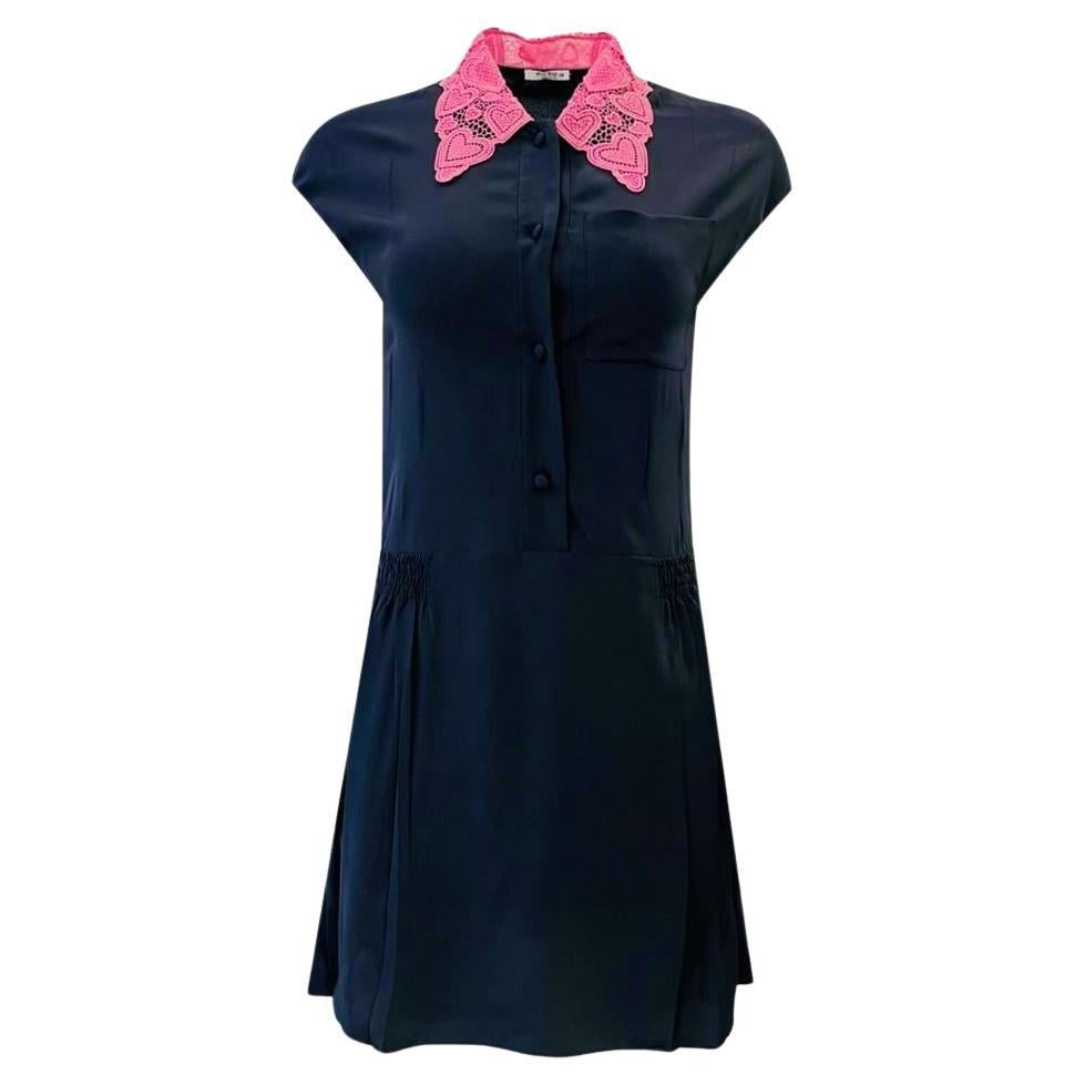 Miu Miu Silk Dress With Heart Lace Collar For Sale at 1stDibs