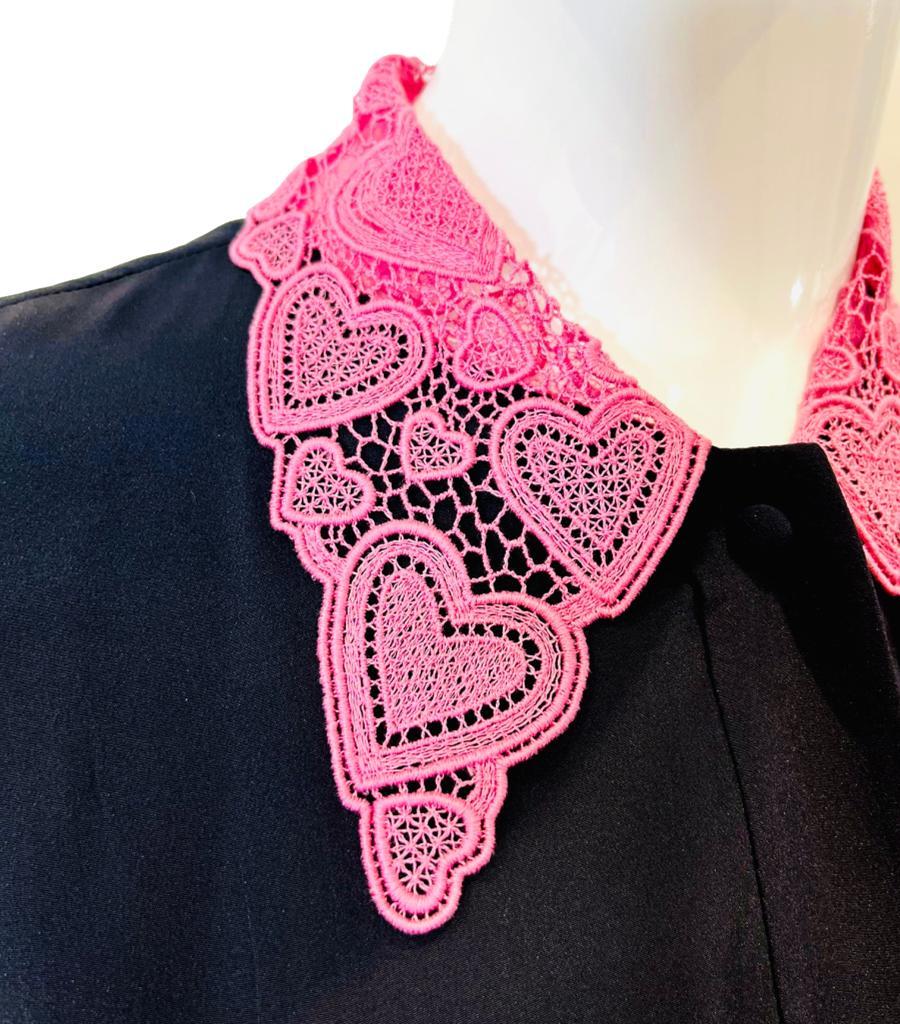 Black Miu Miu Silk Mini Dress With' Love Heart' Lace Collar For Sale