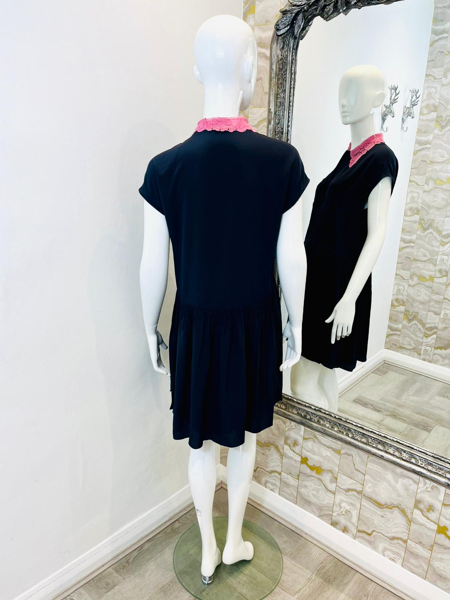 Women's Miu Miu Silk Mini Dress With' Love Heart' Lace Collar For Sale