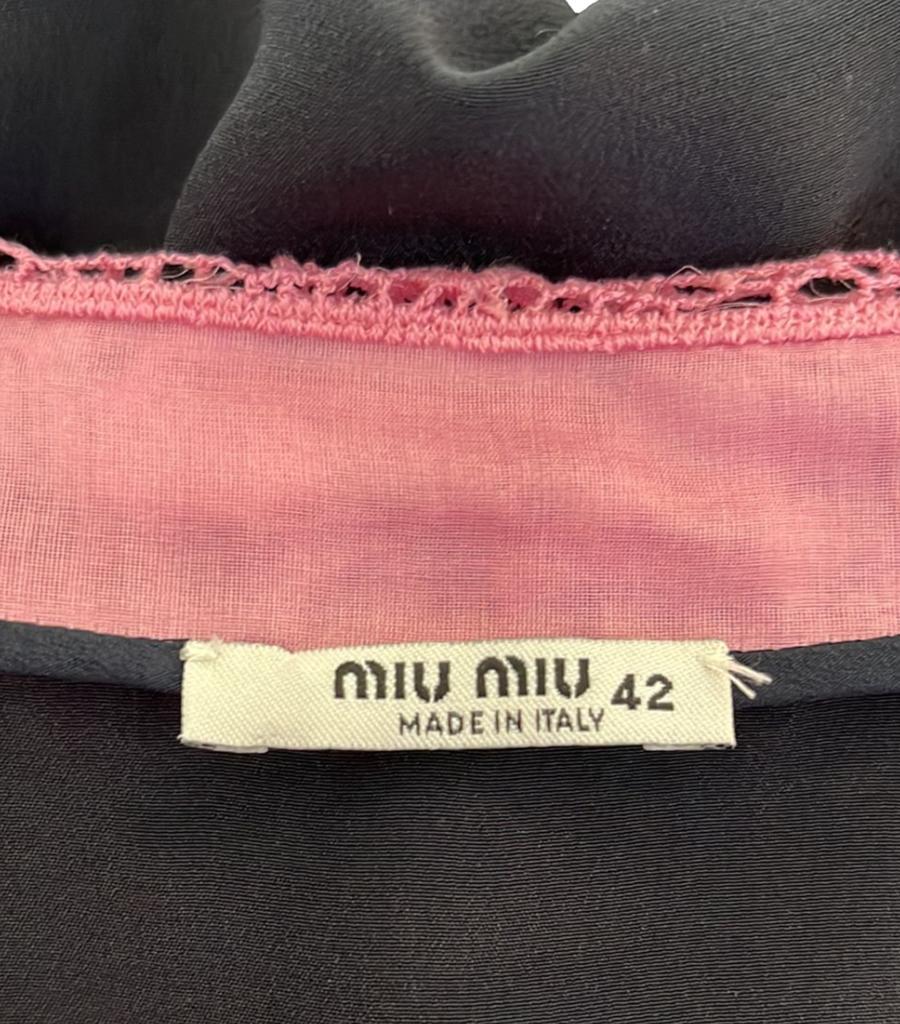 Miu Miu Silk Mini Dress With' Love Heart' Lace Collar For Sale 1