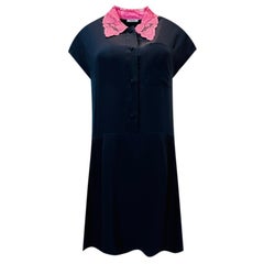Miu Miu Silk Mini Dress With' Love Heart' Lace Collar