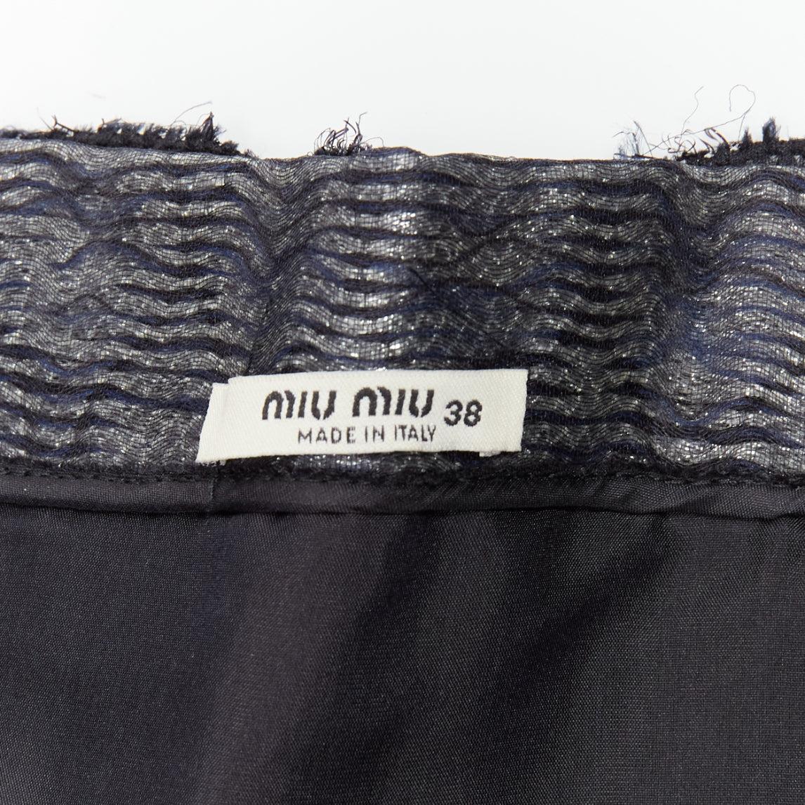 MIU MIU silver black lurex trimmed strapless boned A-line knee dress IT38 XS For Sale 4