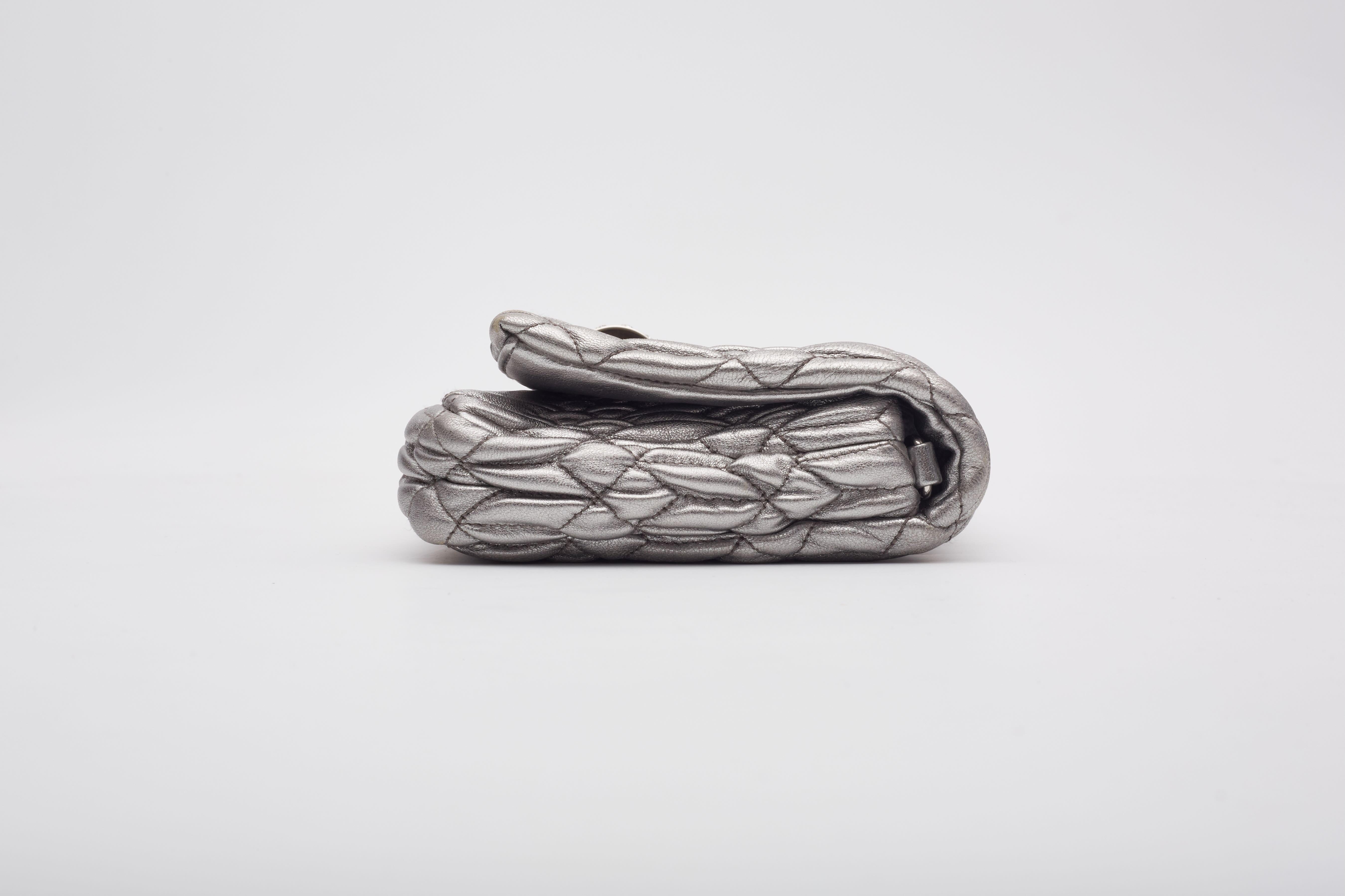 Miu Miu Silver Cloqué Nappa Leather Evening Bag 3