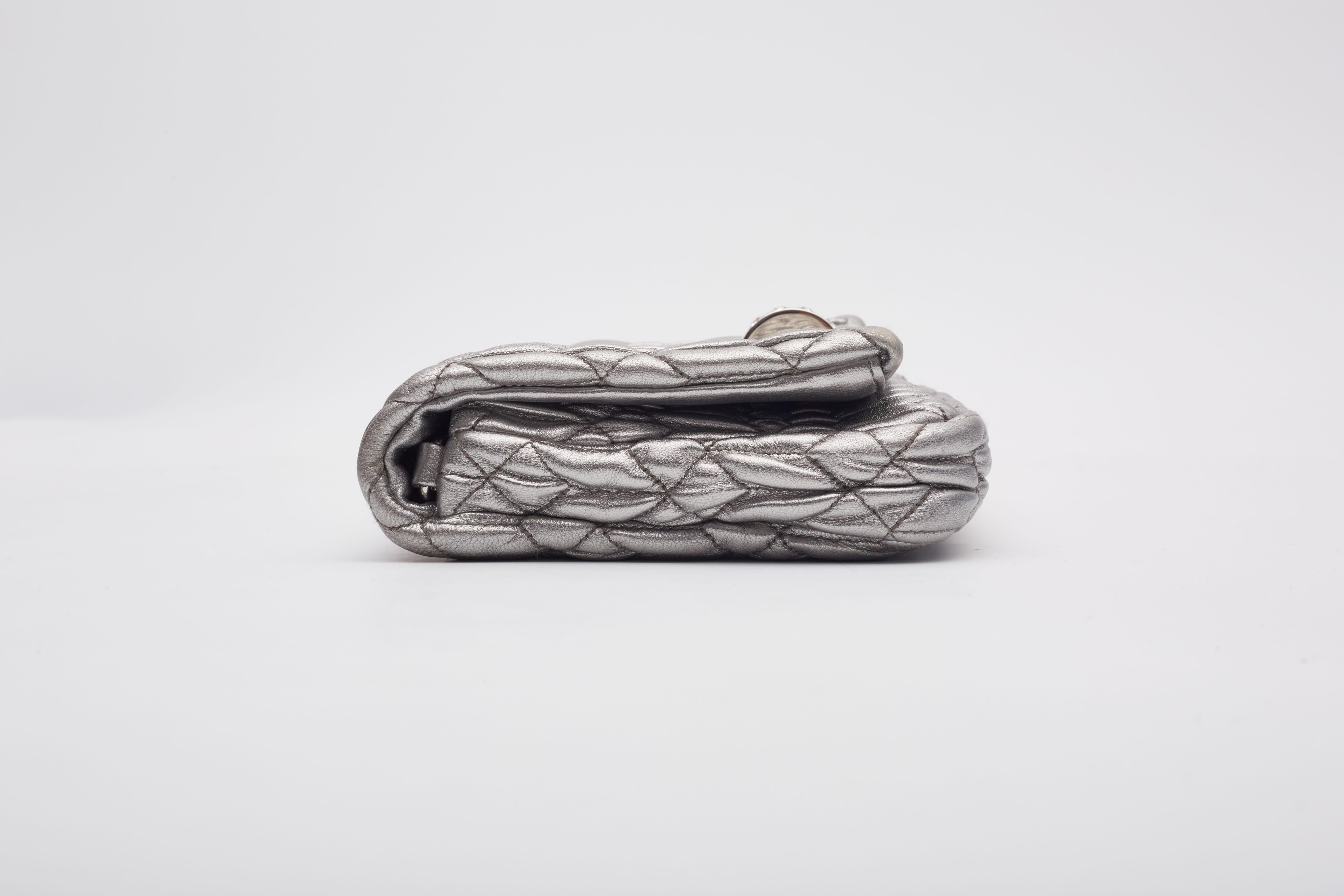 Miu Miu Silver Cloqué Nappa Leather Evening Bag 4