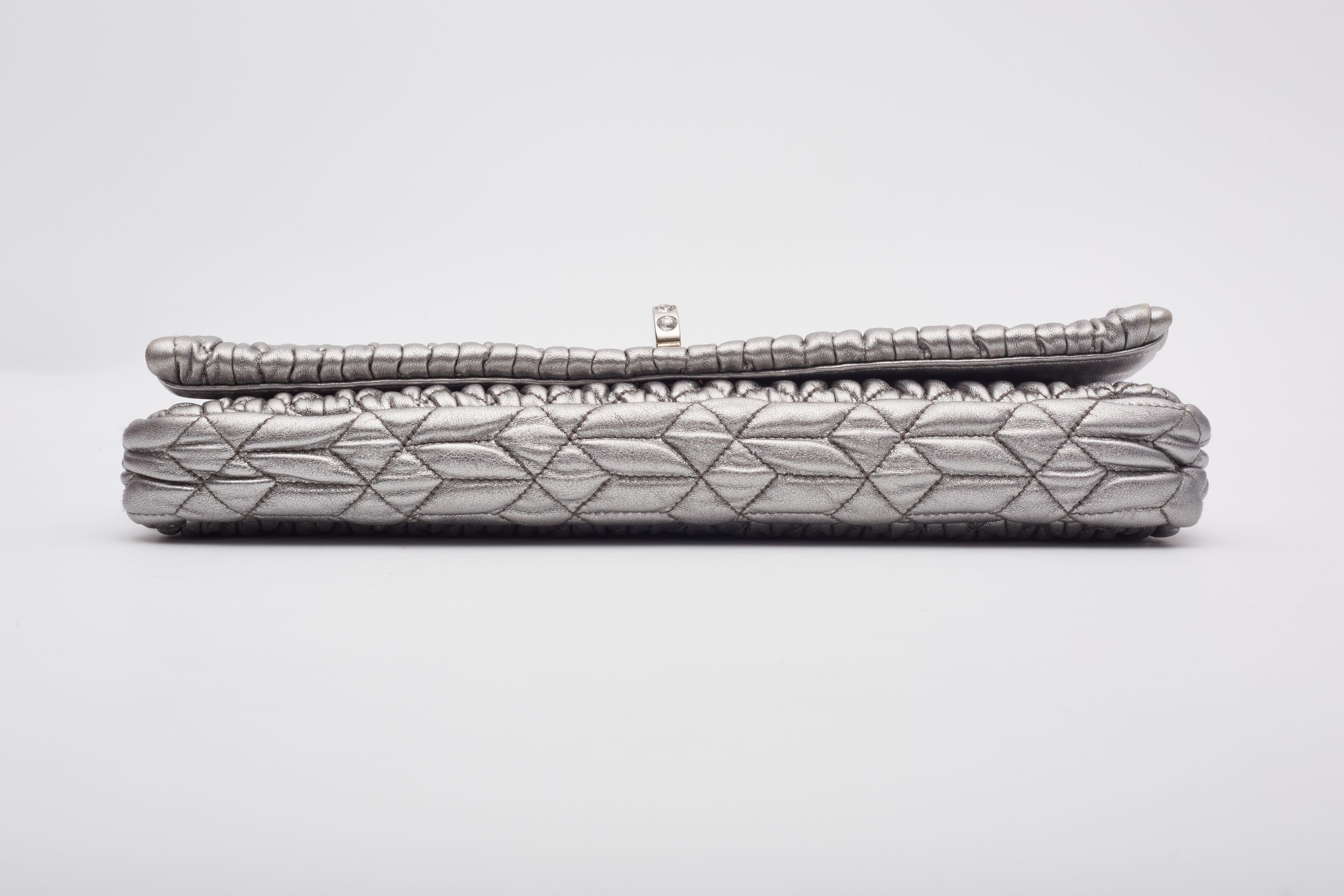 Miu Miu Silver Cloqué Nappa Leather Evening Bag 5