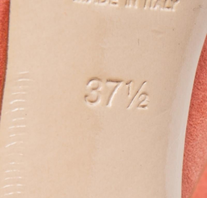 Miu Miu Silver/Coral Pink Coarse Glitter and Suede Peep-Toe Pumps Size 37.5 For Sale 3