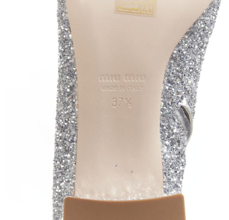 MIU MIU silver glitter large rhinestone crystal heel ankle boots EU37.5 5