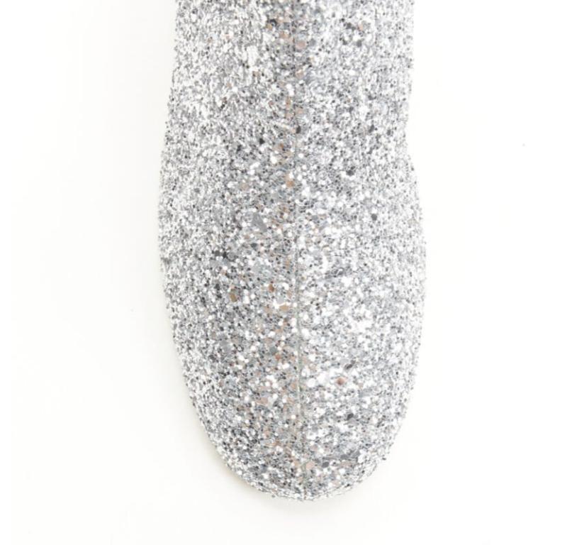 MIU MIU silver glitter large rhinestone crystal heel ankle boots EU37.5 1