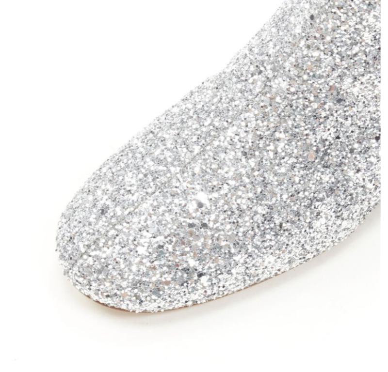 MIU MIU silver glitter large rhinestone crystal heel ankle boots EU37.5 2