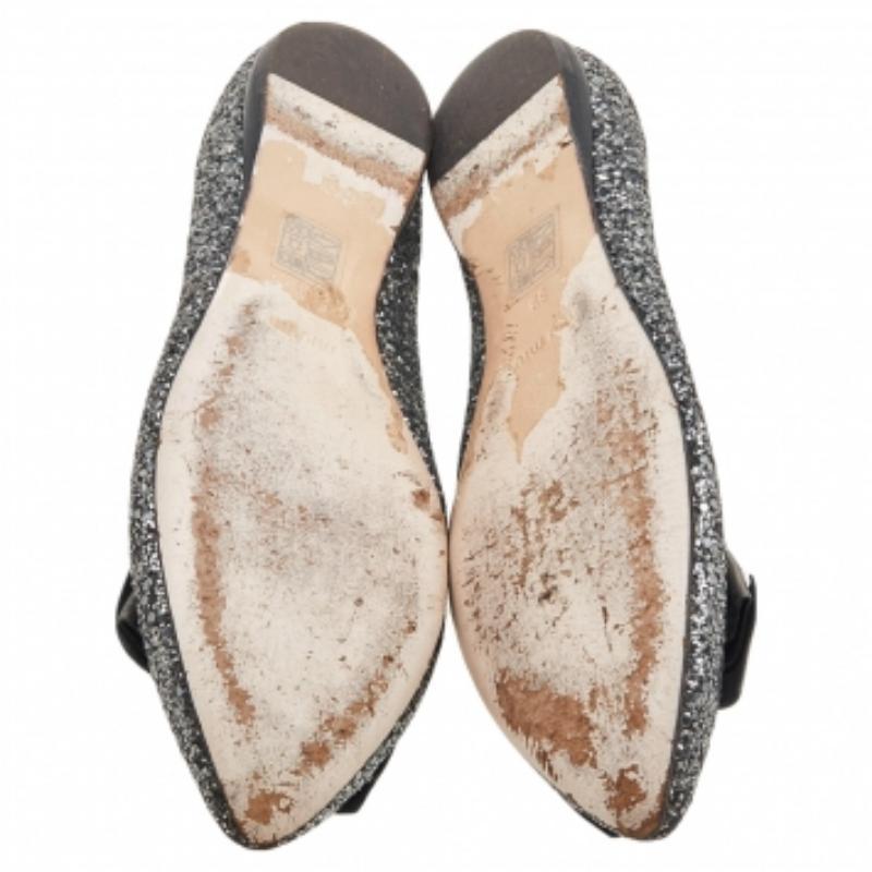 Miu Miu Ballerine in pelle e glitter argento misura 38 in vendita 1