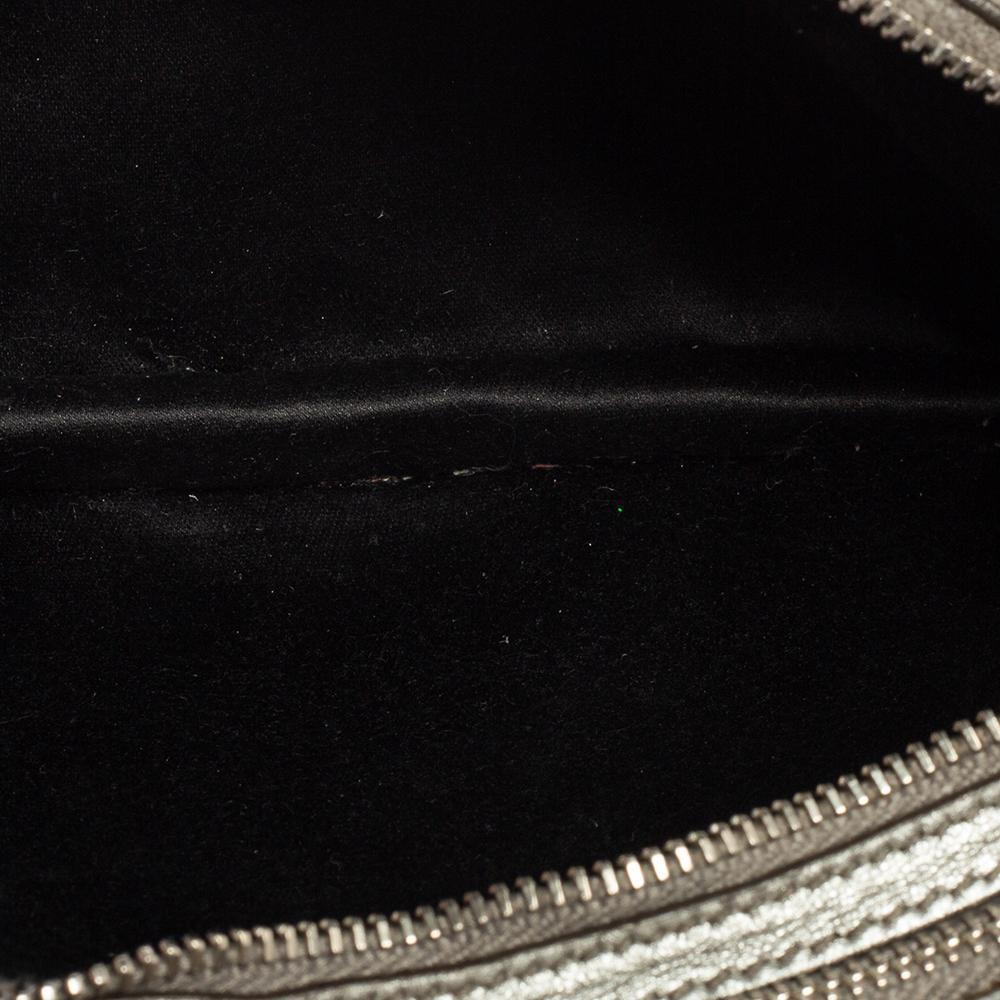 Women's Miu Miu Silver Matelassé Leather Double Zip Crossbody Bag