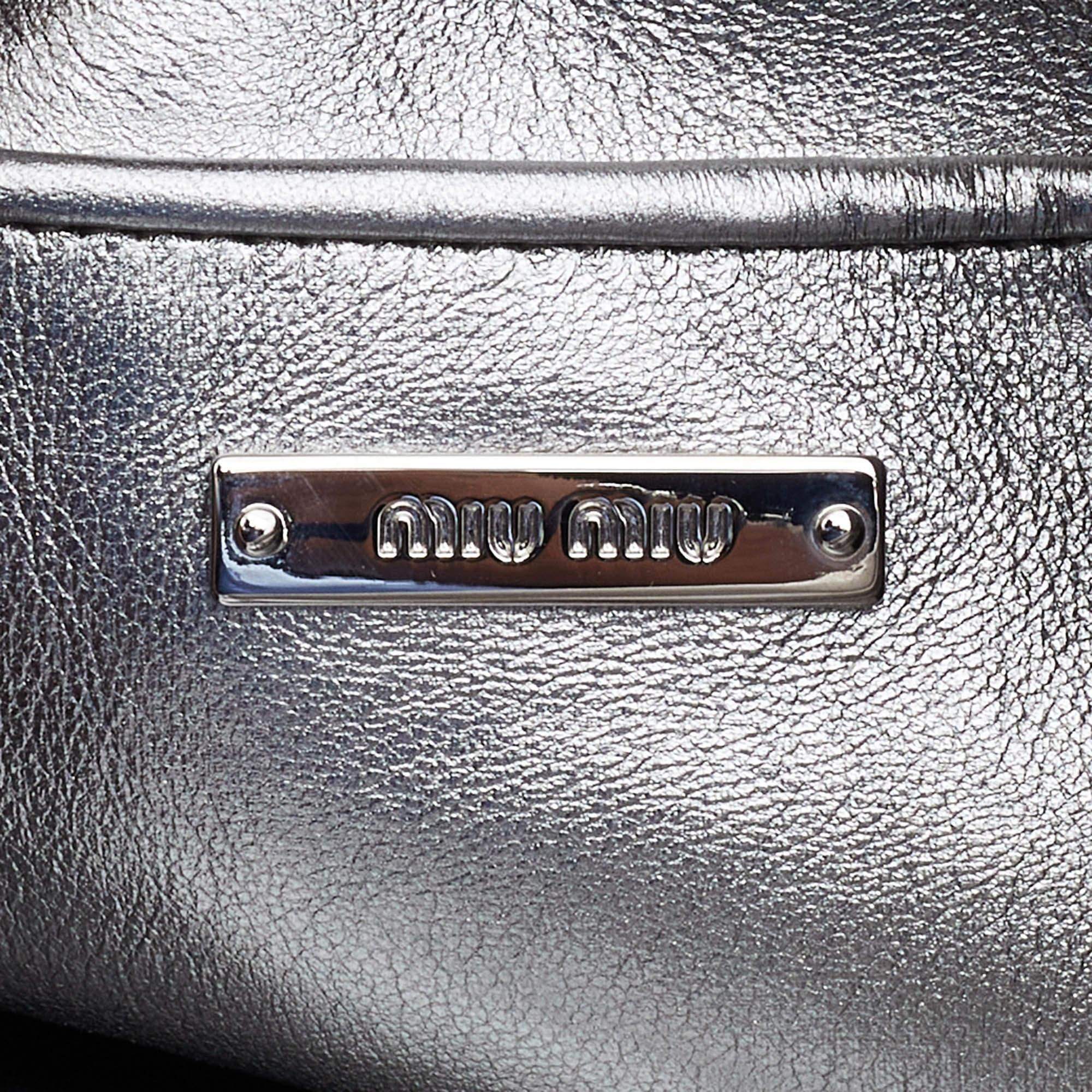 Miu Miu Silver Matelassé Leather Frame Crossbody Bag 4