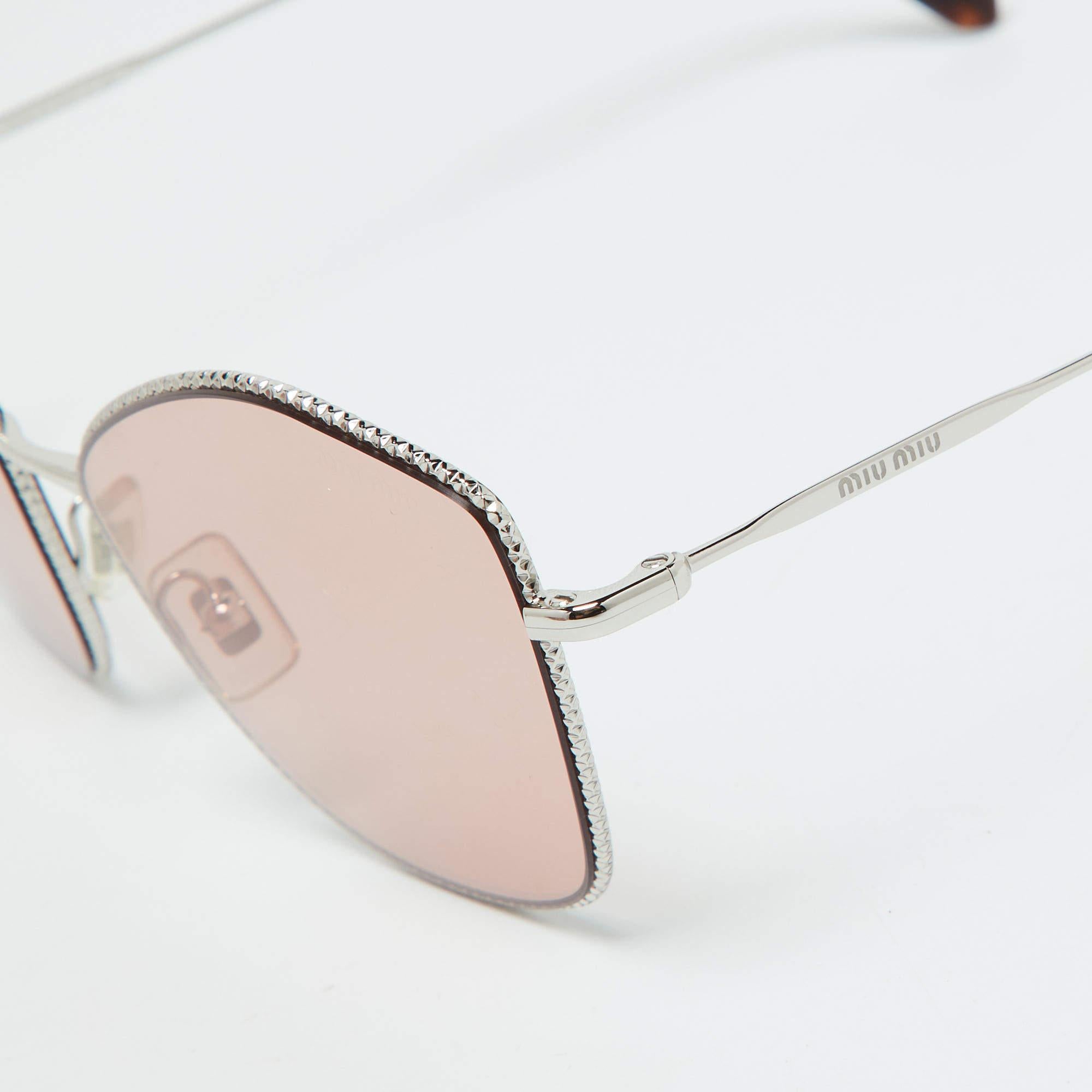 Beige Miu Miu Silver Tone/Pink SMU60V Cat Eye Sunglasses