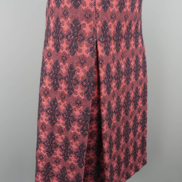 Miu Miu Burgundy Brocade Textured Virgin Wool Pleated Skirt at 1stDibs