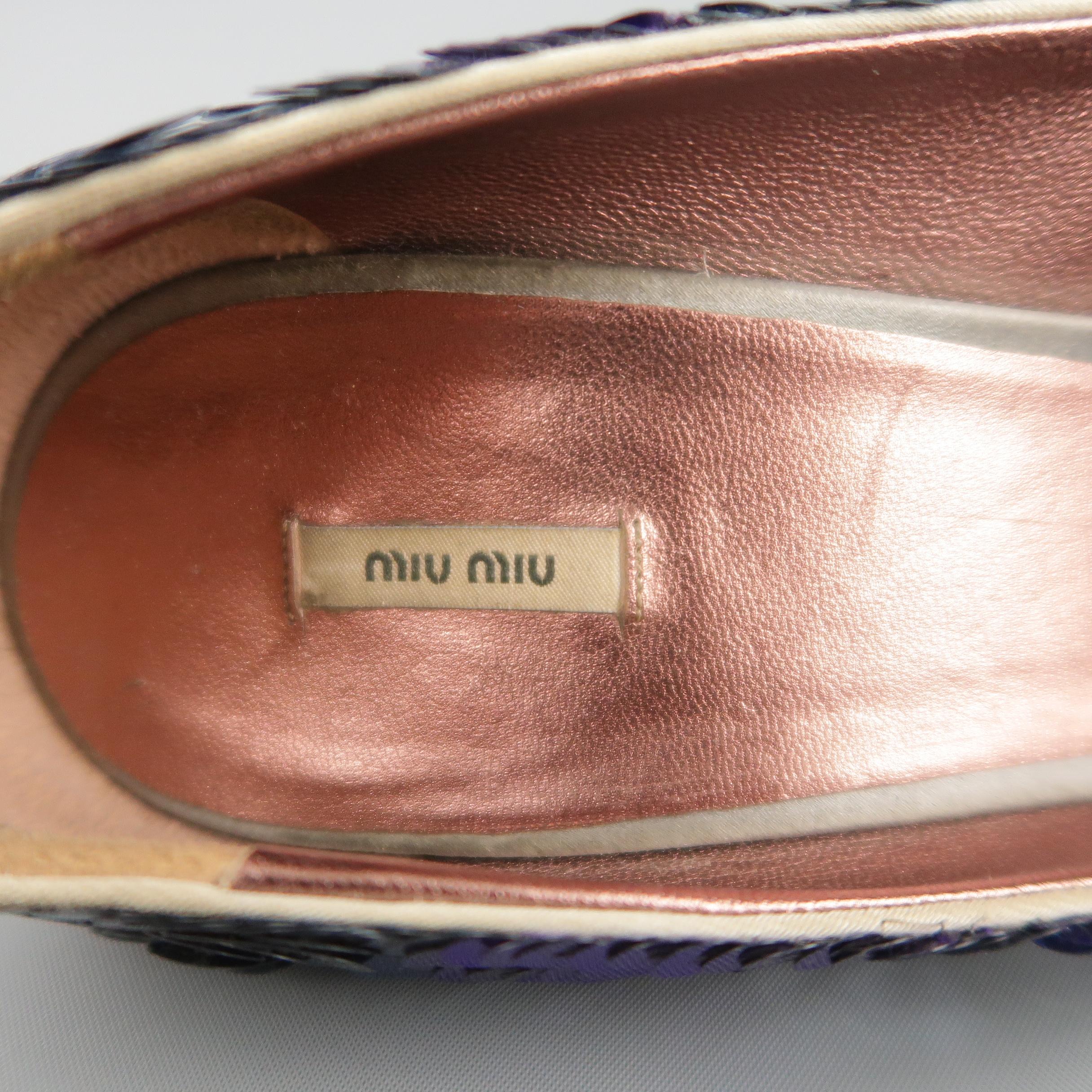 MIU MIU Size 10 Navy & Silver Purple Sequin Pumps 2