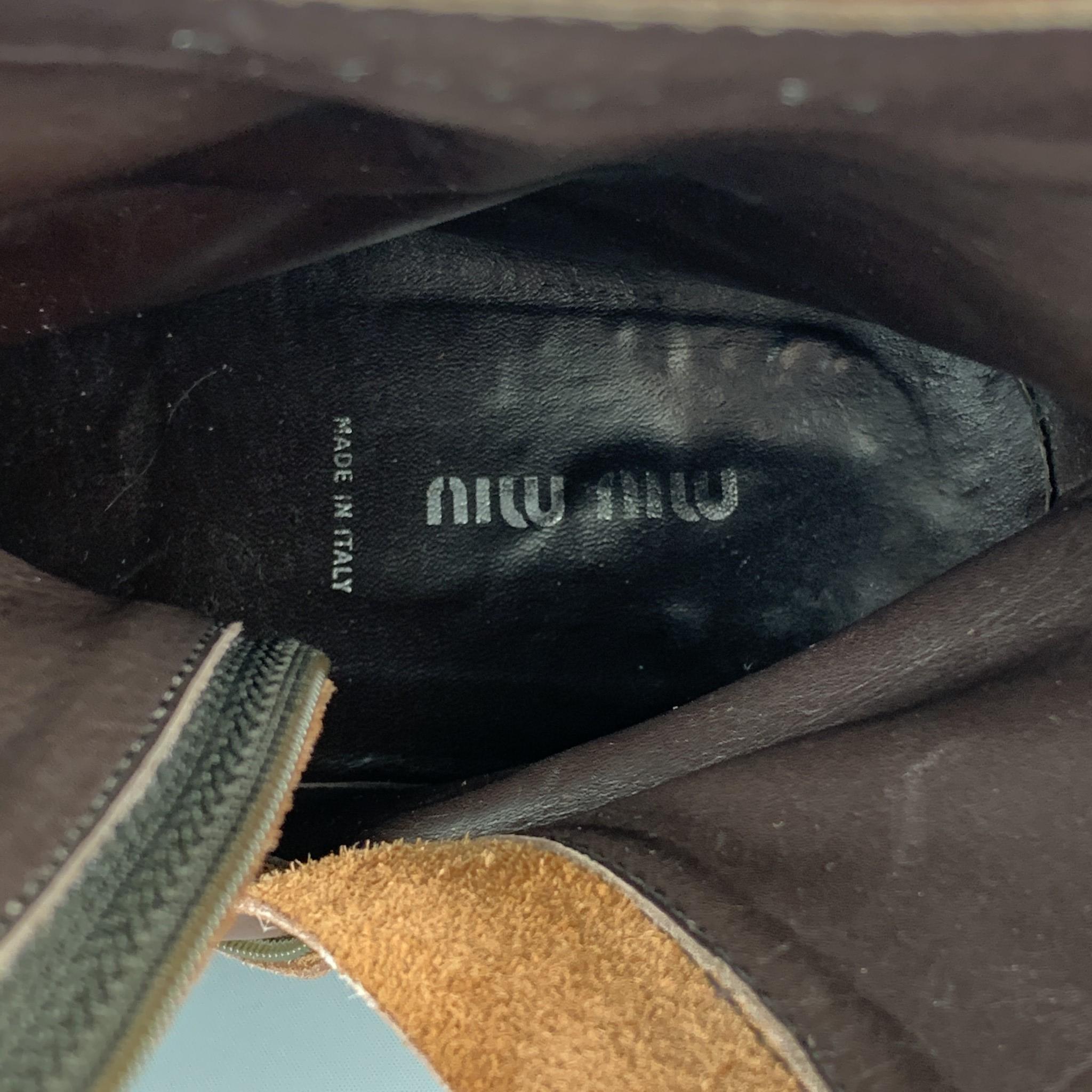 Men's MIU MIU Size 11 Brown Perforated Leather Wingtip Boots