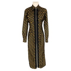 MIU MIU Size 2 Black Gold Polyester Silk Polka Dot Zip Up Coat