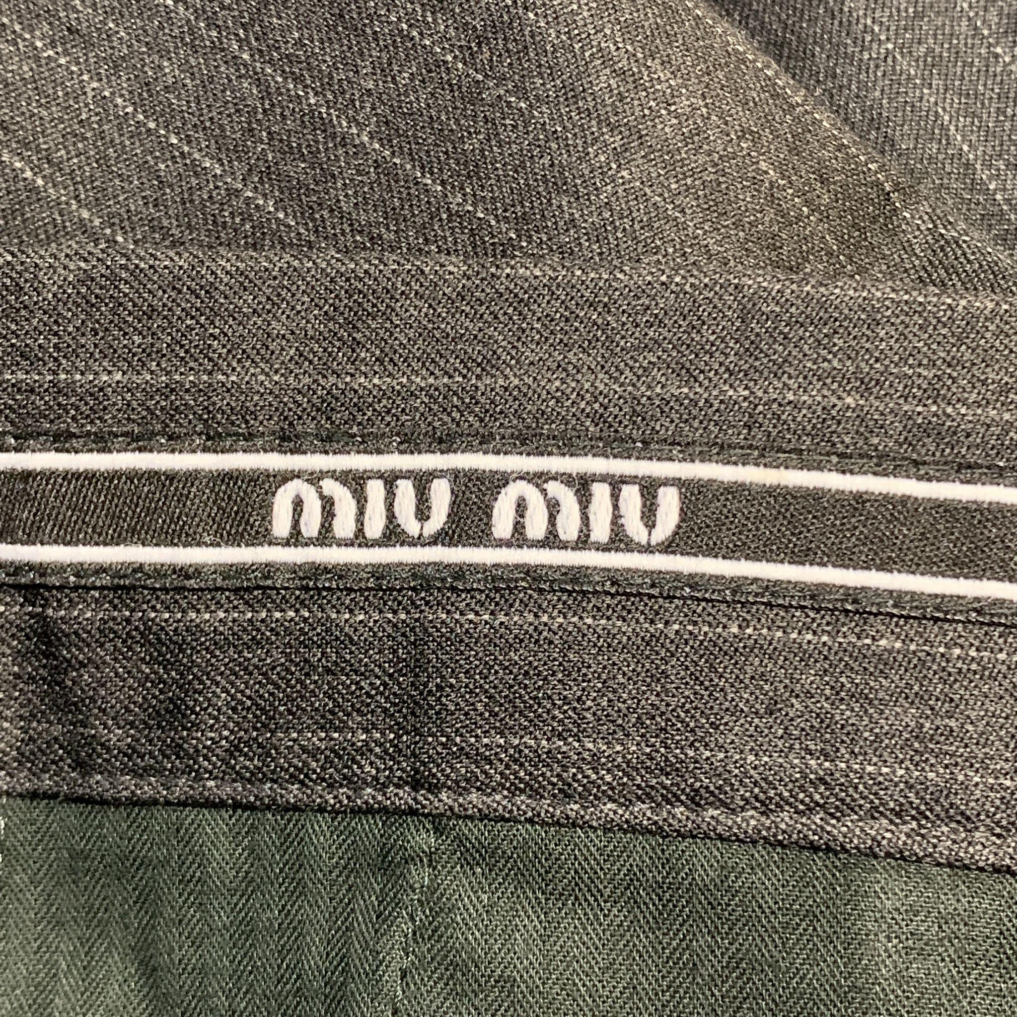 Men's MIU MIU Size 30 Stripe Dark Gray Wool Pleated Dress Pants