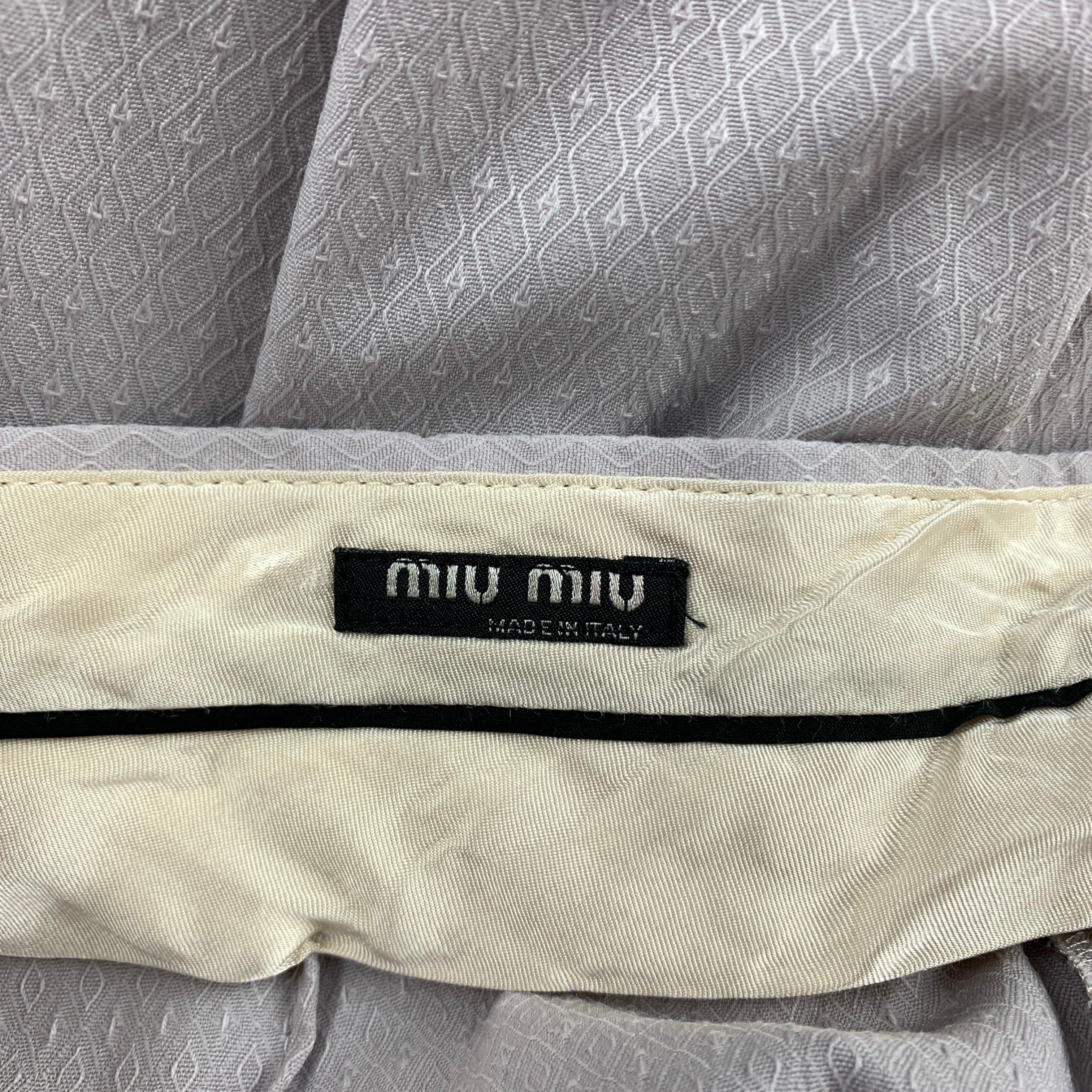 Beige MIU MIU Size 33 Lavender Textured Cotton Dress Pants