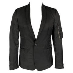 MIU MIU Talla 36 Negro Sólido Abrigo Deportivo Cuello Chal