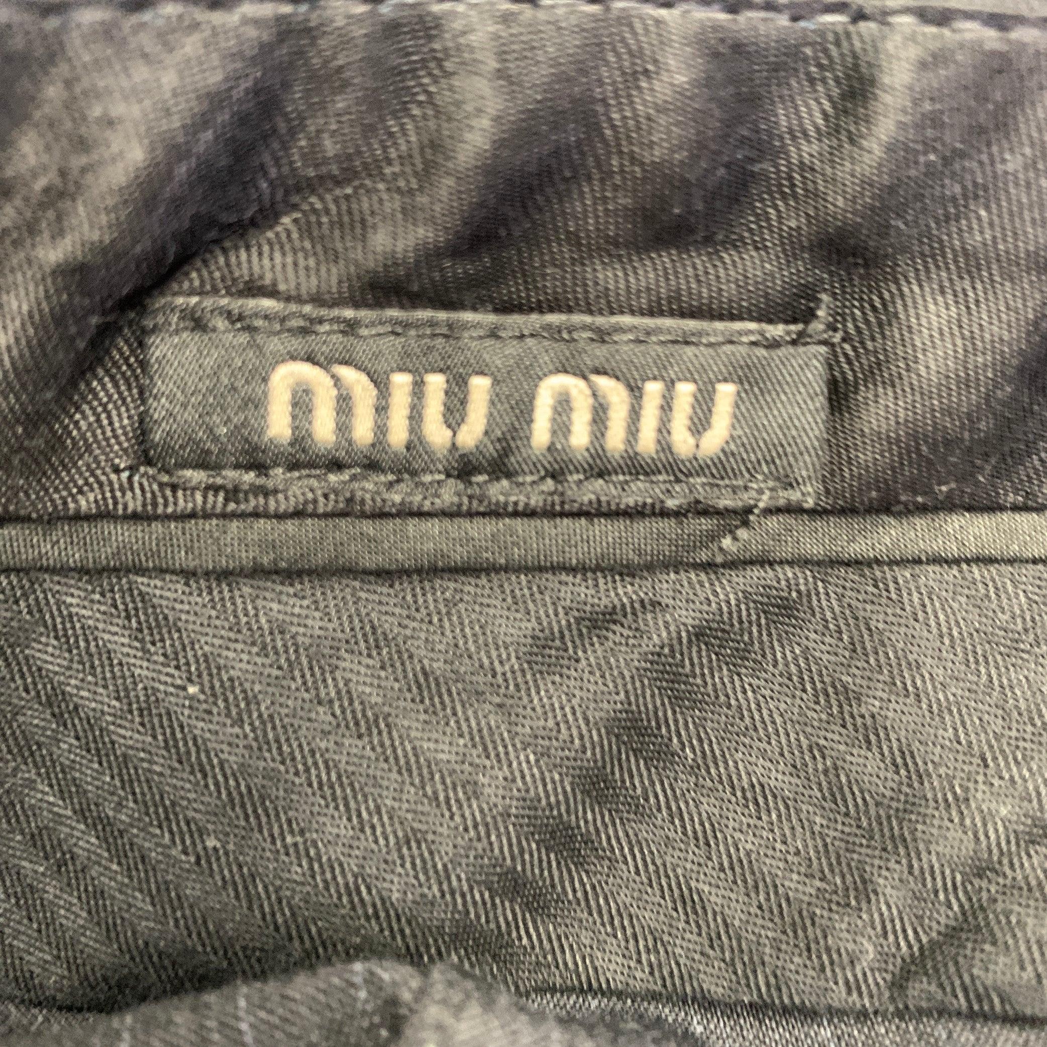 MIU MIU Taglia 38 Abito gessato nero blu in misto lana vergine con risvolto a tacca in vendita 6